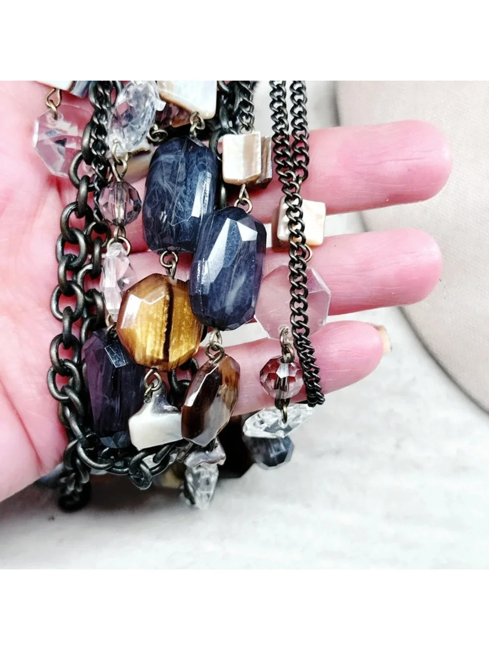 5343mc. Cookie Lee Bronze Necklace Plastic Multistrand